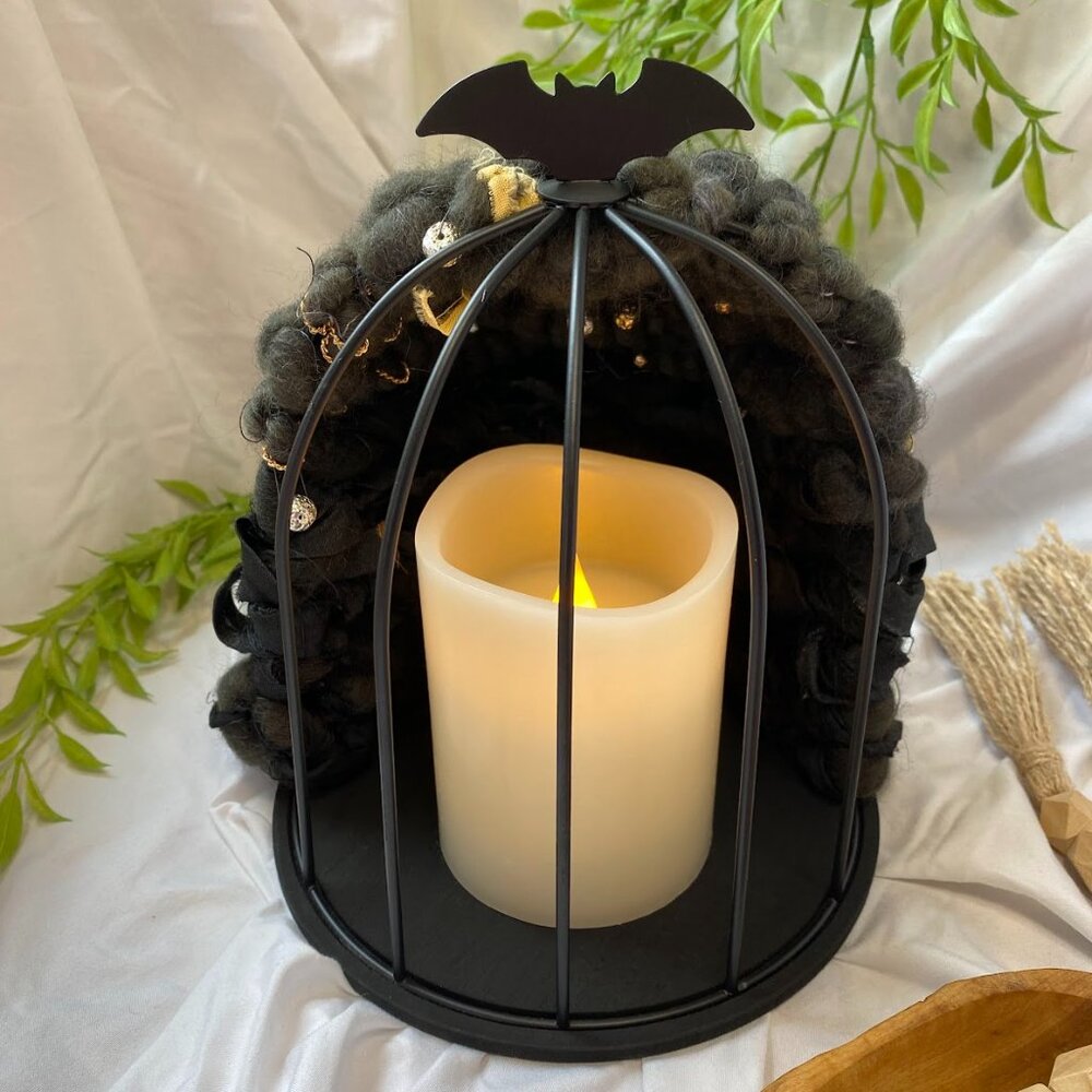 Handwoven Bat Cage Candle Display Decor
